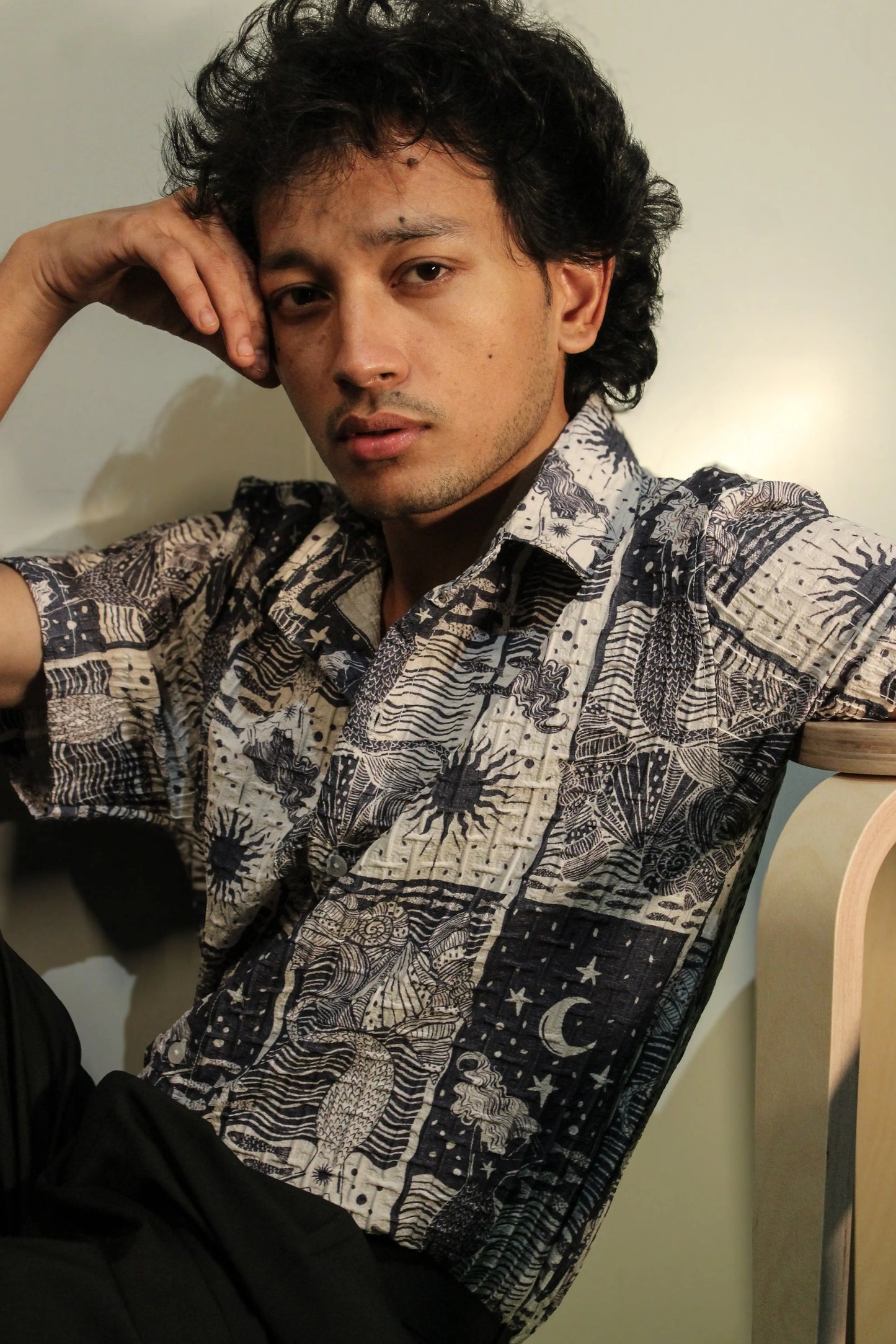 Half Shirt For Men Fit Spread Collar - Cosmic Mermaid Divine Clothing Co