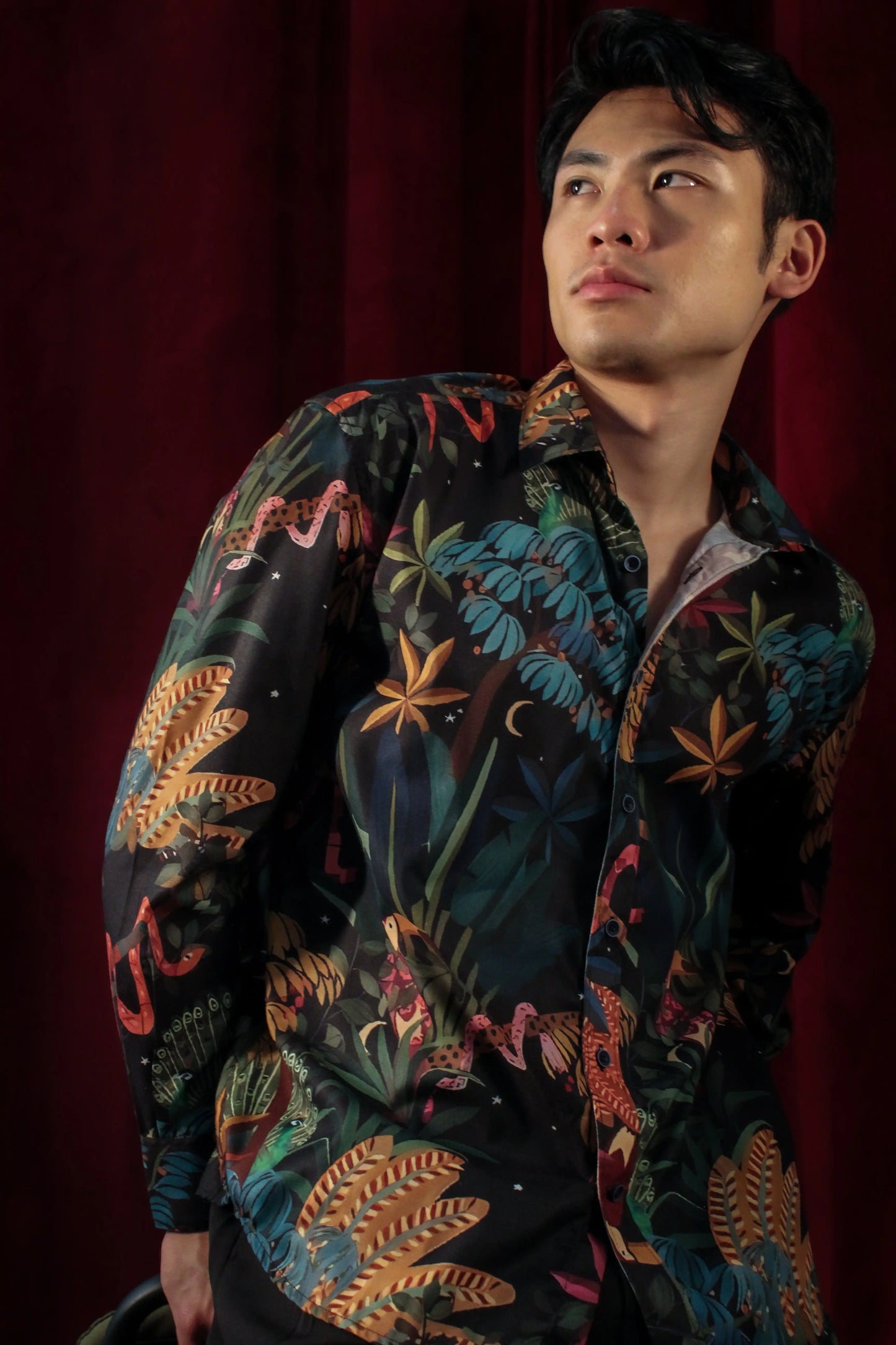Midnight Jungle - Japan Cotton Shirts For Men Divine Clothing Co