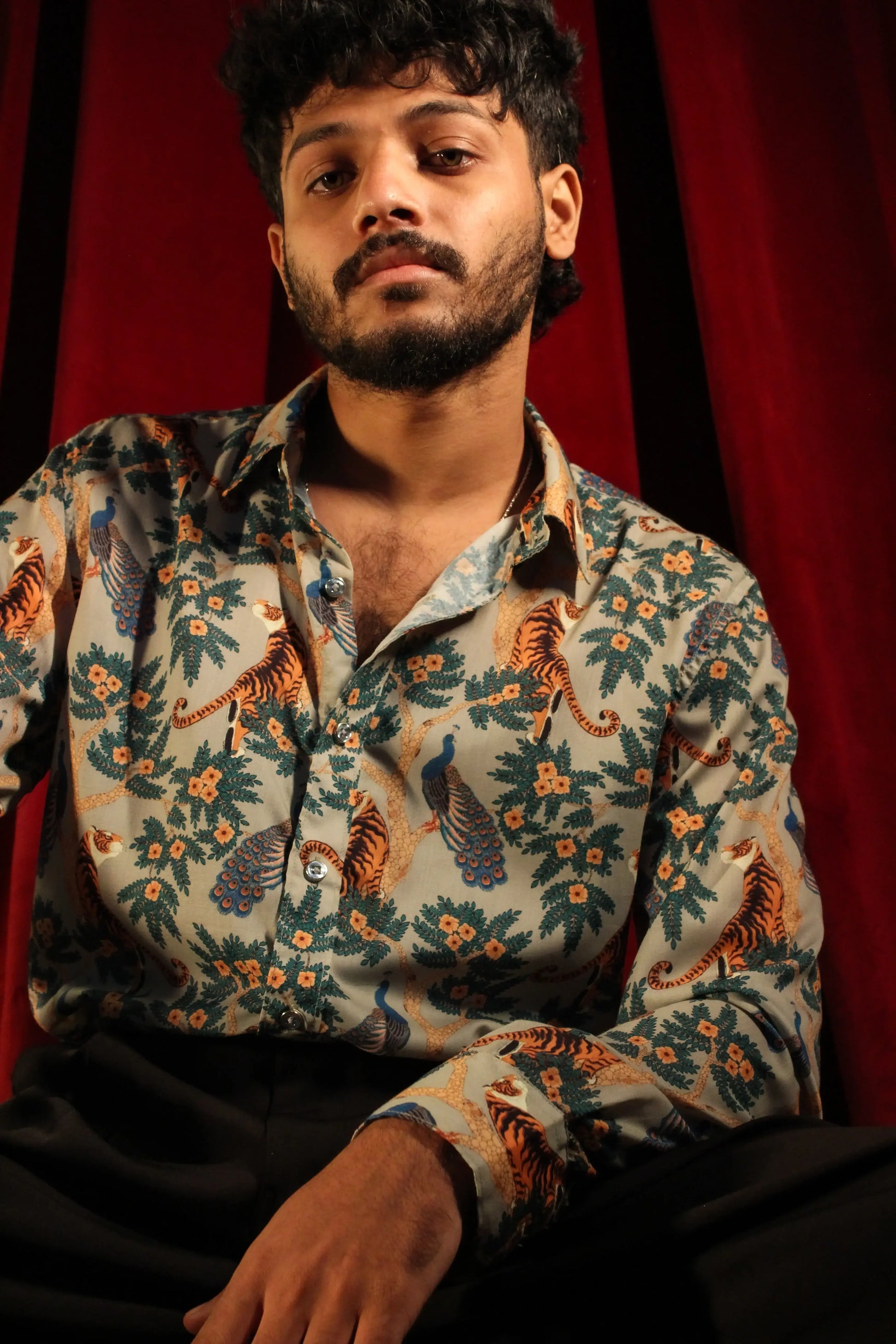 Full Sleeve Shirt Linen For Men - Peacock Roar Full Sleeve Shirt Linen For Men - Peacock Roar