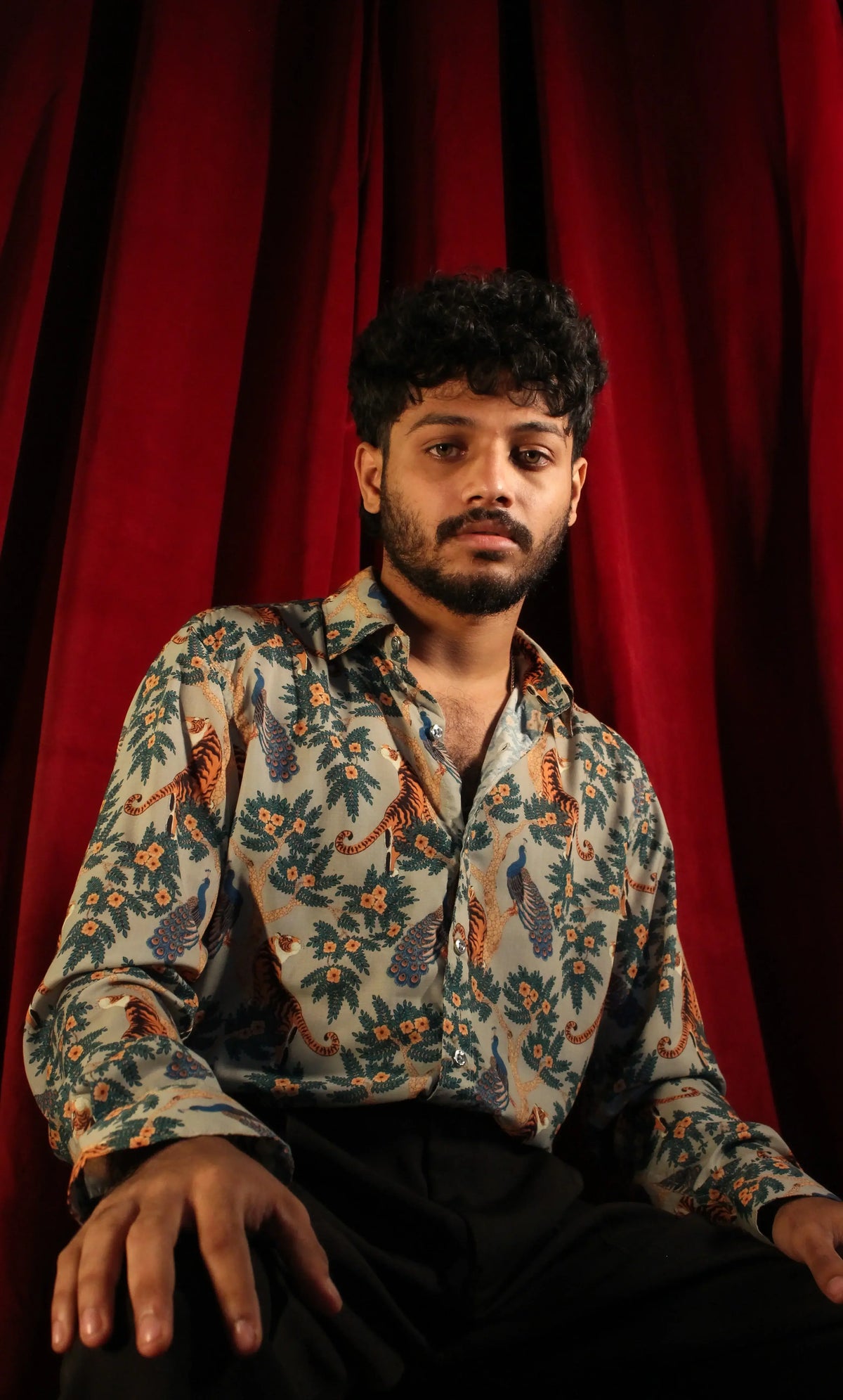 Full Sleeve Shirt Linen For Men - Peacock Roar