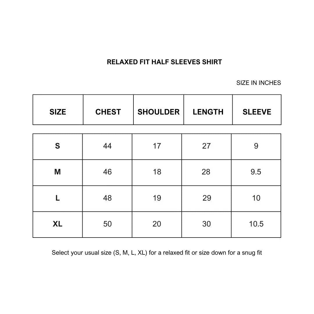 Shirt Size chart Image 